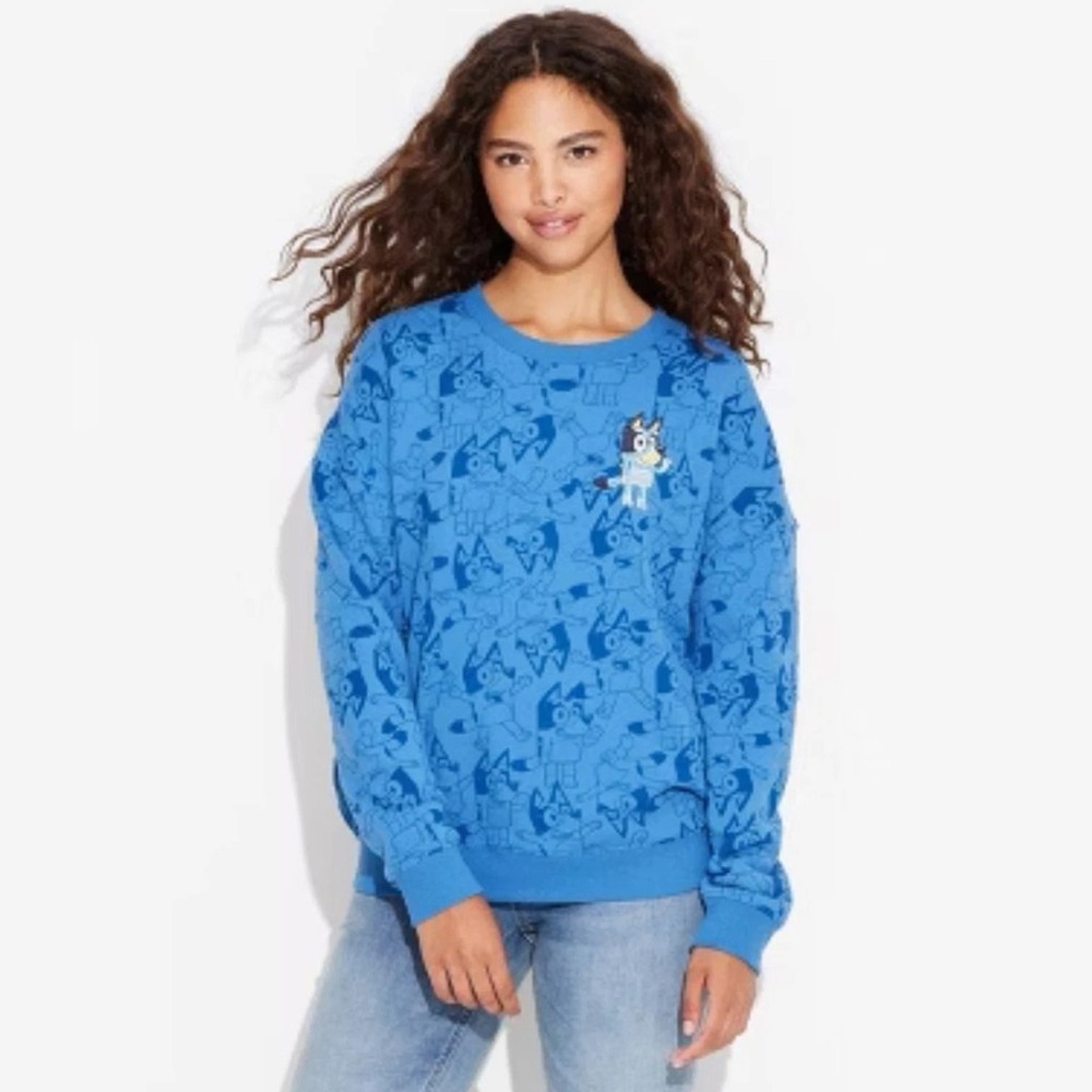 NEW Bluey Graphic Sweatshirt Bingo Disney Blue
